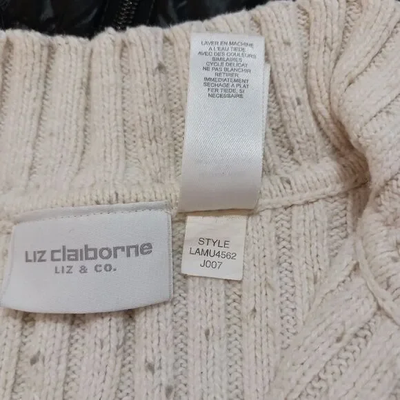 Liz Claireborne Ribbed Womans XL Pullover Sweater 1/4 zip. Oatmeal Color - Picture 4 of 12